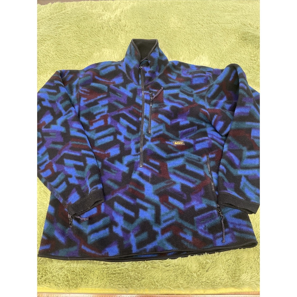 Vtg Rei Flex Pull Over Mens‎ Sz L Jacket Psychedelic Violet Purple Blue Green